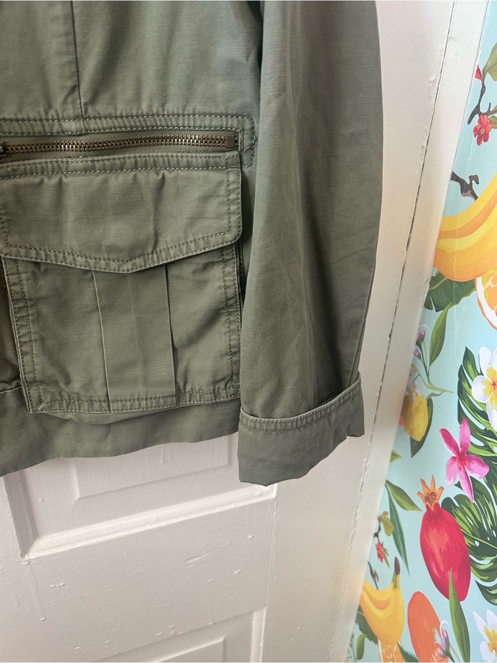 GAP Olive Green Utility Jacket with Zip & Flap Pockets - Picture 7 of 10